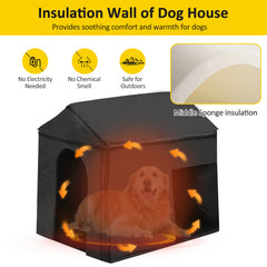 60.2 Large Outdoor Dog House With Insulated Liner For Winter Waterproof Dog Kennel For Medium & Large Dogs, Dog House With Porch And Asphalt Roof And Elevated Floor, Nature