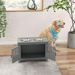 Dog Food Storage Cabinet with Bowls & Dog Feeding Station, Gray