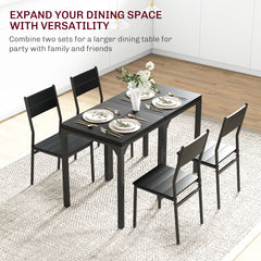 3 Piece Dining Room Set for 2, Dining Table Set for Breakfast Nook, Small Space, Apartment, Space Saving, Black