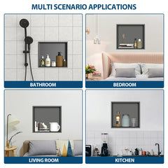 17 X 15 In Stainless Steel Shower Niche, Gunmetal Black, Waterproof, Easy Installation, Corrosion-Resistant