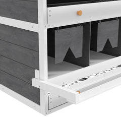 Chicken Nesting Box, 8 Compartment Wood Laying Boxes for Chicken Coop with Egg Collection Trays Perches for 16-32 Hens