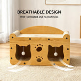 56cm Extra Large Chinese Style Double Door Cat Scratcher Sofa With Cat Head Design, With Free Catnip, For Cats Up To 20lbs