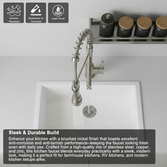 Touch Kitchen Faucet With Pull Down Sprayer, Single Handle Stainless Steel Spring Neck Kitchen Faucet, 2 Function Spray Head, Single Hole Installation, Brushed Nickel