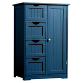 Navy Blue, MDF With Paint Finish And Melamine Veneer, Vertical Stripes, 56*30*82.5cm, 4 Drawers, 1 Door, Bathroom Vanity
