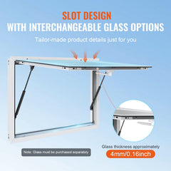 Concession Window 48"x36", Aluminum Alloy Food Truck Service Window With Awning Door & Drag Hook, Up To 85 Degrees Stand Serving Window For Food Trucks Concession Trailers, Glass Not Included