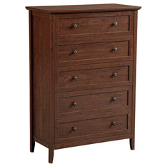 Brown (1061 Solid Cherry Wood) P2 Particleboard + MDF Melamine 80*40*115cm Framed, Double Handles, Five Drawers Cabinet