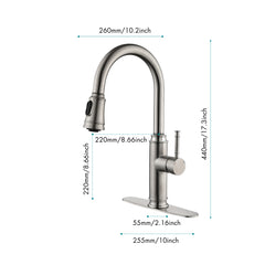 Single Handle High Pull Out Kitchen Faucet, Single-stage Stainless Steel Kitchen Sink Faucet, With Pull Down Spray