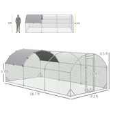 Large Chicken Coop Metal Chicken Run With Waterproof And Anti-UV Cover, Dome Shaped Walk-in Fence Cage Hen House For Outdoor And Yard Farm Use, 1Tube Diameter,