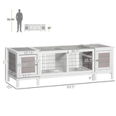 Rabbit Hutch, Bunny Cage, Guinea Pig House With Pull-Out Tray, And Divided Board For Indoor, White