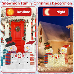 3Pcs 2D Christmas Snowman Yard Decoration Snowman Family Outdoor Decoration With 60Pcs LED Warm Yellow Lights IP44 Waterproof For Christmas Indoor Outdoor Holiday Display