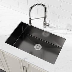 Stainless Steel Kitchen Sink, 27 X 19 Inch Single Bowl Undermount Sink, Handmade Black Kitchen Sink With US Standard Drain And Accessories