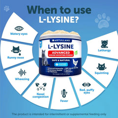 Lysine For Cats Lysine Powder Supplement 900mg Serving Immune Support For Cats & Kittens Sneezing Runny Nose Squinting Watery Eyes Cold Eye Respiratory Health With Taurine