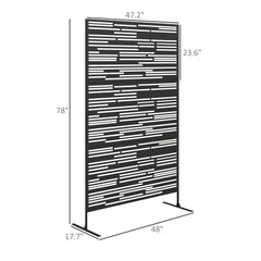 78 H X 48 W Metal Outdoor Privacy Screen, Freestanding Decorative Privacy Fence Screen For Balcony, Black