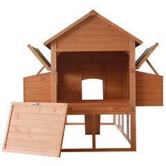136.5" Chicken Coop Wooden Large Chicken House Deluxe Rabbit Hutch Lockable Poultry Hen Cage Backyard with Nesting Box and Run
