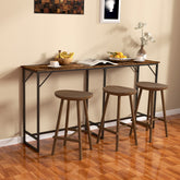 70" Bar Table with Charging Station, Industrial Rectangular Bar Height Pub Table with Steel Frame, Rustic Brown