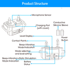 Dog Bark Collar Rechargeable Waterproof Beep Vibration Static Stimulation Bark Stopper Automatic Identification Collar With 6 Intensity Dual Modes