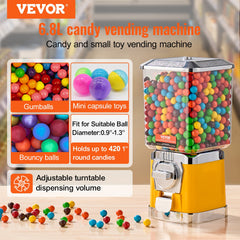 17' H Gumball Machine Vending Coin Bank Vintage Candy Dispenser PC Yellow
