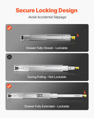 1 Pair 16-60 In Drawer Slides Ball Bearing Full Extension