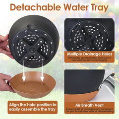 4Pcs Hanging Planter With 9.64In Diameter Drainage Holes Removable Self-Watering Tray Plastic Hanging Flower Plant Pots For Indoor Outdoor Herb Ivy Fern