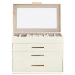 Top Visible Storage With 2-drawer White Cabinet And Pink Velvet Jewelry Box