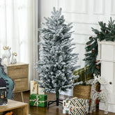 4.5' Artificial Flocked Christmas Trees, with Snow Frosted Branches, Auto Open, Steel Base