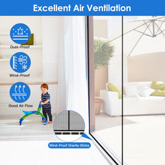 16x7FT Magnetic Garage Door Screen Two Car Garage Screen Mesh Fiberglass Garage Net With Magnetic Closure 6 Buckle Straps For Two Cars