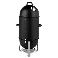 Vertical Steel Charcoal Smoker, Heavy Duty Three Layer Round BBQ Grill Smokey Mountain Cooker For Outdoor Cooking, Black(SAME AS 60608693)