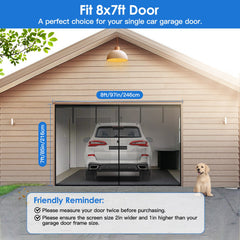 16x7FT Magnetic Garage Door Screen Two Car Garage Screen Mesh Fiberglass Garage Net With Magnetic Closure 6 Buckle Straps For Two Cars
