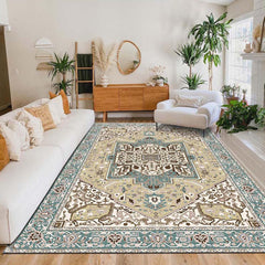 Retro Persian Style Art Carpet Light Luxury Living Room Aesthetic Anchor Point With Complex Patterns Freeze Space Advanced Feeling 5x7ft Cashmere-like Washed Bottom