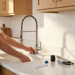 Industrial Kitchen Faucet With Pull Down Sprayer, Single Handle Stainless Steel Kitchen Faucet, 1 Or 3 Hole Installation, Farmhouse Style, Brushed Nickel