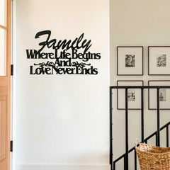 Where Life Begins, Love Never Ends Vintage Metal Wall Sign