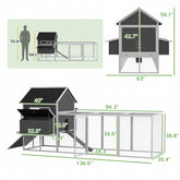Wooden Chicken Coop For 8-10 Chickens, Backyard, Gray