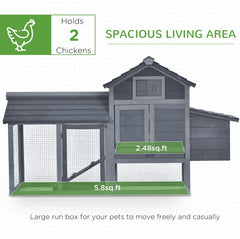 Chicken Coop Kit 59 Outdoor Solid Wood Enclosed House Ventilation Gray