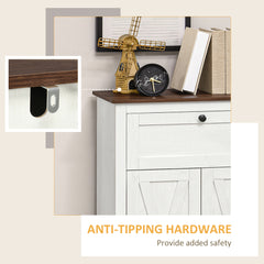 Farmhouse Sideboard Storage Cabinet with Doors and Drawer for Kitchen, Living room, 23.5"x11.75"x34.5", White