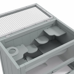 2-Level Hamster Cage with Openable Top, Door, Shelf, Ladder, Gray