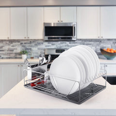 2 Size Optional Dish Drying Rack Stainless Steel Dish Rack With Drainboard Cutlery Holder Kitchen Dish Organizer