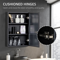 Wall-Mounted Medicine Cabinet with Mirror, Stainless Steel Bathroom Mirror Cabinet Wall Mounted with Storage Shelves for Living Room and Laundry Room, Black