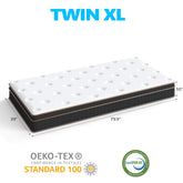 10 Inch Twin XL Mattress, Innerspring Mattress With Black Gold Trim & White Cover - Medium Firm Support, Breathable Design For College Dorms, Tall Sleepers & Guest Rooms