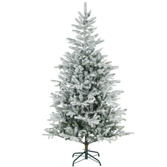 6 ft Artificial Frosted Christmas Tree with Realistic Branches, Wide Full Spruce, Hinged Xmas Tree, Easy Assembly