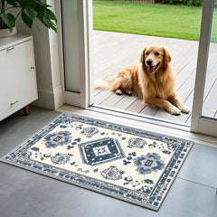 Blue And White Retro Ethnic Style Kitchen Carpet Three-piece Set Niche Artistic Texture Infuses Retro Ritual Feeling For Kitchen Space Non-slip Easy-to-clean And Also Produces A Piece Of Cashmere-like