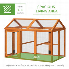Wooden Chicken Run, Combinable Design with Perches, 4.6' x 2.8', Orange