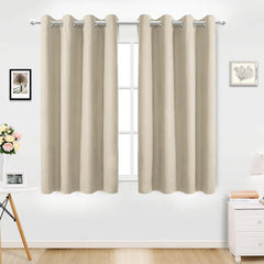 34 In. W X 84 In. L Blackout Curtains With Grommet Top Room Darkening Noise Reducing, Beige(1 Panel), Silencer Clip