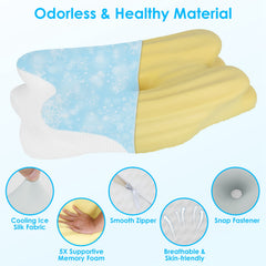 1Pc Orthopedic Memory Foam Pillow With Cooling Case Neck Support Pillow With Machine Washable Case For Side Back Stomach Sleepers