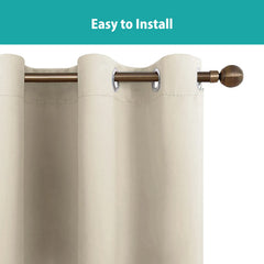 Polyester Grommets Thermal Insulated With Coated Lining 52 In.W63 In. L Indoor Blackout Curtains 3 Colors Available,Set Of 2