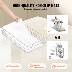 2-Tier 12"Wx21"Dx15"H Wire Pull Out Cabinet Under Sink Organizer Drawer Basket, 13.5"Wx22"Dx18"H Install Size For Cabinet