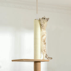 Floor-to-Ceiling Cat Tree Cat Climbing Tower With Sisal-Covered Scratching Posts Natural Cat Tree Activity Center For Kittens Cat Tower Furniture