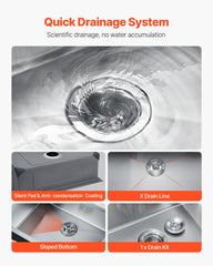 33' Kitchen Sink Undermount Double Bowl Drop-In Basin Stainless Steel Bar
