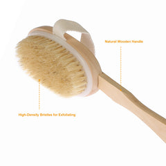 1Pc Bath Brush 15in Shower Body Back Scrubber With Long Handle Detachable Brush For Cellulite Exfoliating Detox