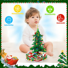 Year Christmas Tree Building Set With LED Light Tabletop Christmas Building Block 24 Days Christmas Countdown Calendar For Boys Girls 3-6