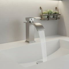 Single Handle Bathroom Faucet, Stainless Steel Single Hole Lavatory Faucet, Modern Sink Faucet, Brushed Nickel